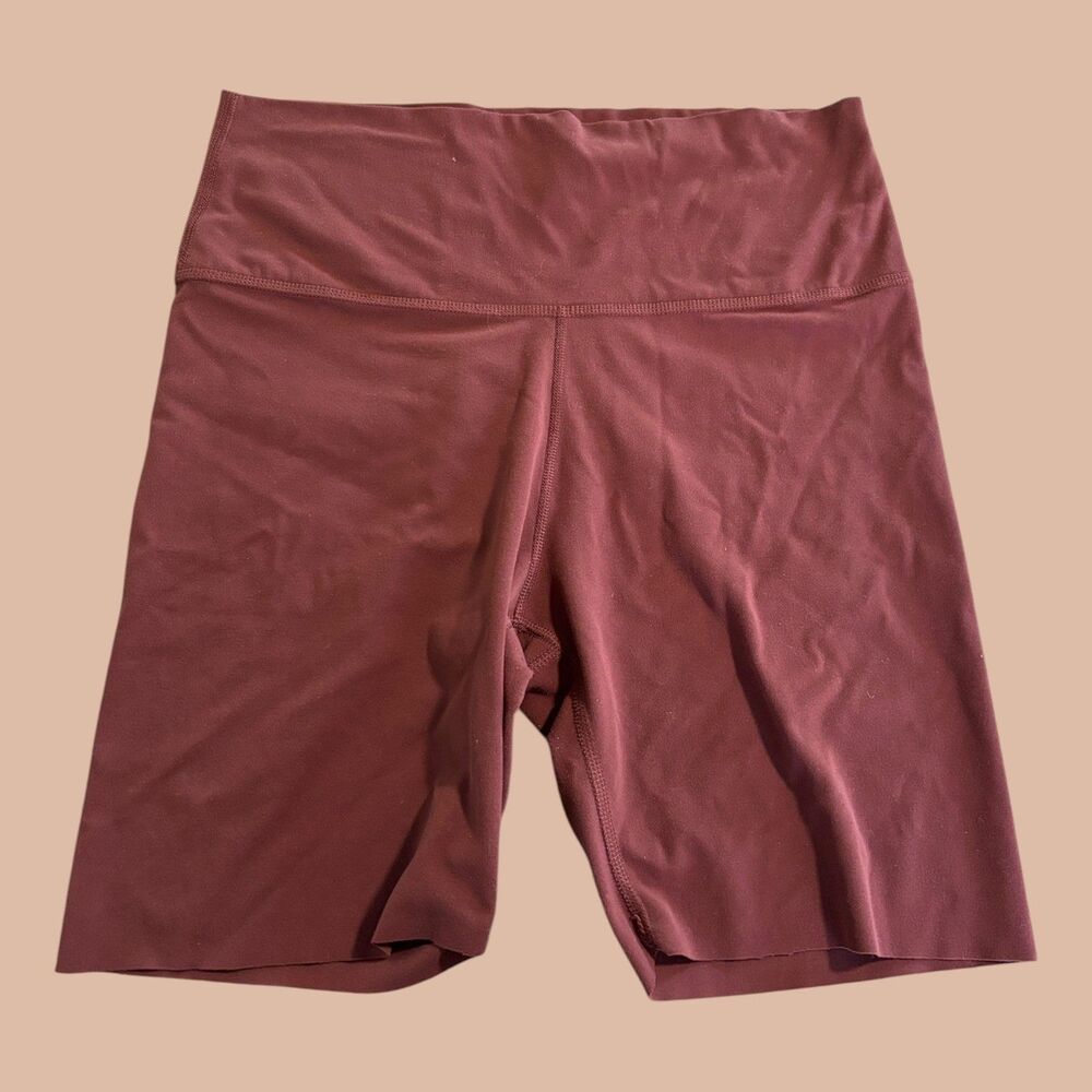 Nike Yoga Dri-Fit Biker Shorts Womens L Burgundy Athleisure Pull On CZ9194-217